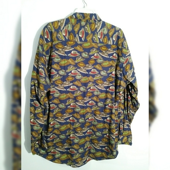 Mens VTG Tango by by Max Raab all over print Hat design Button up sz XL - Picture 2 of 3